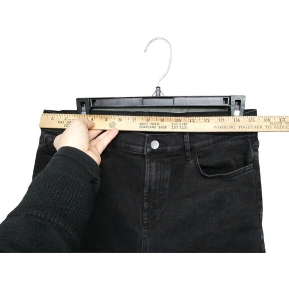 J.McLaughlin‎ Jeans Womens 8 Wide Leg Relaxed Crop Mid Rise Stretch Denim Black - Picture 5 of 10